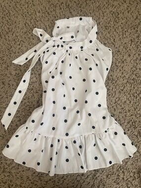Chic Coquette White Polka Dot Halter Mini Dress with Tie Neck
